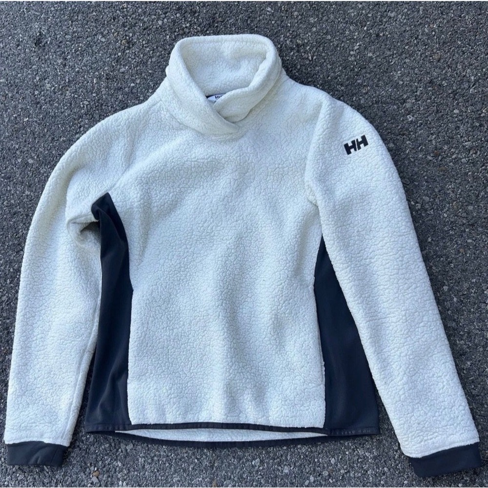 Helly Hansen Womens Sherpa Fleece Pullover Funnel Neck White Black Medium